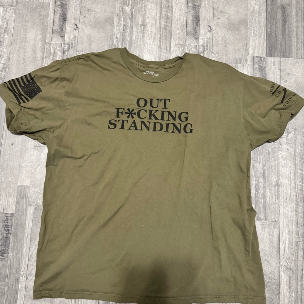 Grunt Style Green Short Sleeve Tee with Military Design